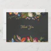 Moody Romantic Gothic Reds Dark Floral Wedding サンキューカード (正面)