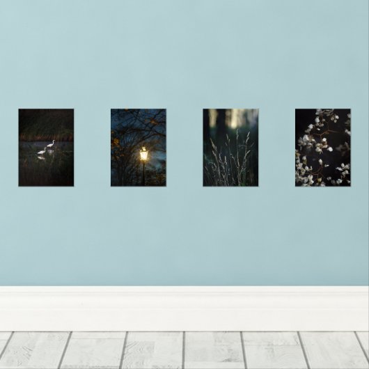 Moody Romantic Nature Wall Art Set of Four Posters (ウッドフロア)