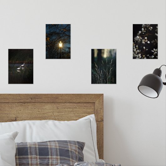 Moody Romantic Nature Wall Art Set of Four Posters (寝室)