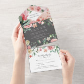 Moody Rose | ロマンティックな春の花 ウェディング オールインワン招待状 (貼ってはがせる)