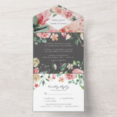 Moody Rose | ロマンティックな春の花 ウェディング オールインワン招待状 (内側)