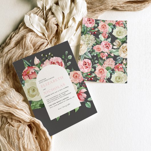 Moody Rose | ロマンティックな春の花 ウェディング 招待状