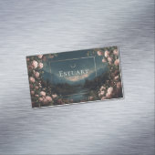 Moody Rose Floral and Twilight Mountain Landscape マグネット名刺 (インサイチュ)