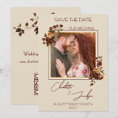 Moody Rust Rose Photo Autumn Wedding セーブザデート