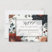 Moody Rustic Fall Florals Wedding 出欠カード (正面)