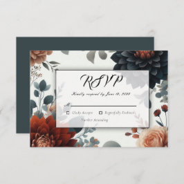 Moody Rustic Fall Florals Wedding 出欠カード