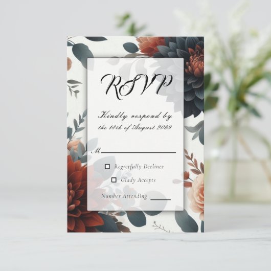 Moody Rustic Fall Florals Wedding RSVP (スタンド正面)