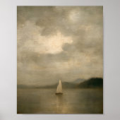 Moody Sailboat Lake Wall Art Poster ポスター (正面)