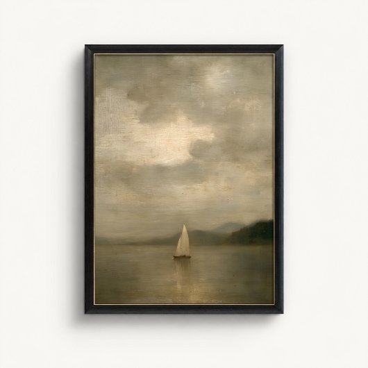 Moody Sailboat Lake Wall Art Poster ポスター