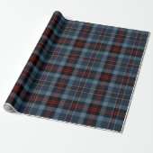 Moody Slate Blue and Deep Red Tartan Plaid ラッピングペーパー (アンロールド)