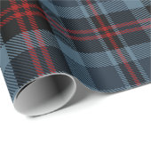 Moody Slate Blue and Deep Red Tartan Plaid ラッピングペーパー (ロールコーナー)
