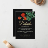 Moody Starry Night Crimson Rose Wedding Details QR ノートカード (正面/裏面インサイチュ)