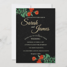 Moody Starry Night Crimson Roses Invitation