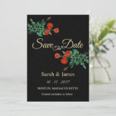 Moody Starry Night Crimson Roses Save the Date 招待状 (スタンド正面)