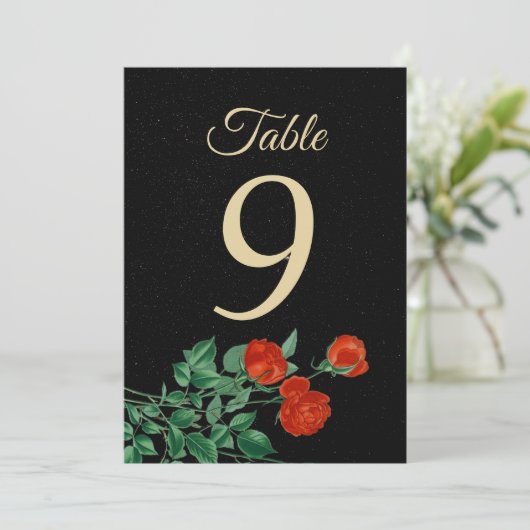 Moody Starry Night Crimson Roses Table Number card (スタンド正面)