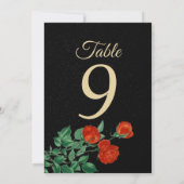 Moody Starry Night Crimson Roses Table Number card (裏面)