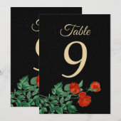 Moody Starry Night Crimson Roses Table Number card (正面/裏面)