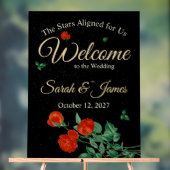 Moody Starry Night Crimson Roses Wedding  アクリルサイン (ニュートラル)