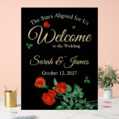 Moody Starry Night Crimson Roses Wedding  アクリルサイン (ウェディング)