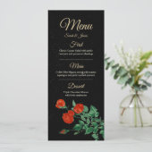 Moody Starry Night Crimson Roses Wedding Menu Card 招待状 (スタンド正面)