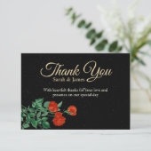 Moody Starry Night Crimson Roses Wedding Thank You サンキューカード (スタンド正面)