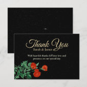 Moody Starry Night Crimson Roses Wedding Thank You サンキューカード (正面/裏面)