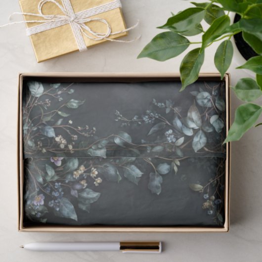 Moody Teal Botanical Bronze Vine Frame 薄葉紙 (ギフト)