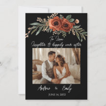 Moody Terracotta Floral Boho Wedding Invitation