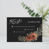 Moody Terracotta Floral Boho Wedding RSVP (スタンド正面)