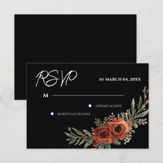 Moody Terracotta Floral Boho Wedding RSVP