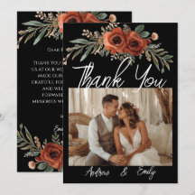 Moody Terracotta Floral Boho Wedding Thank You 