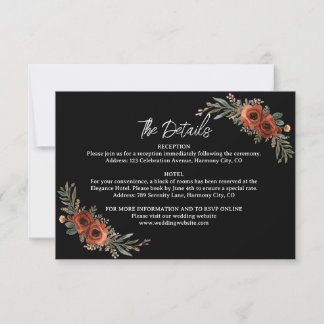 Moody Terracotta Floral Details Enclosure Card 出欠カード