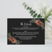Moody Terracotta Floral Details Enclosure Card 出欠カード (スタンド正面)