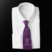 Moody Tree Pattern | Deep Plum Purple Christmas ネクタイ