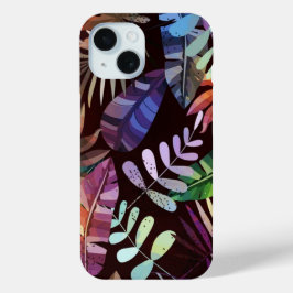 Moody Tropical Foliage Pattern Phone Case iPhone 15ケース