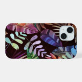 Moody Tropical Foliage Pattern Phone Case iPhone 15ケース (裏面横)