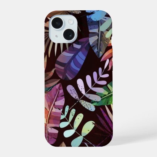 Moody Tropical Foliage Pattern Phone Case iPhone 15ケース (裏面)