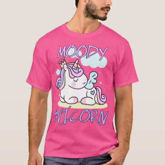 Moody unicornかわいい小さなunicorn休み tシャツ