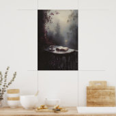 Moody Victorian Balcony Art with Open Book and Tea ポスター (キッチン)