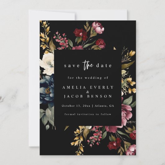 Moody Wedding日付文房具を保存 招待状 (正面)