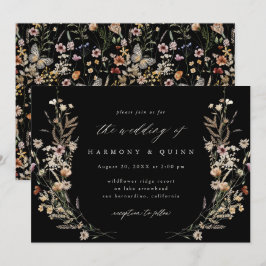 Moody Wildflower Bohemian Wedding Invitation 招待状
