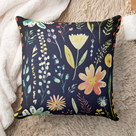 Moody wildflower pattern クッション (ブランケット)