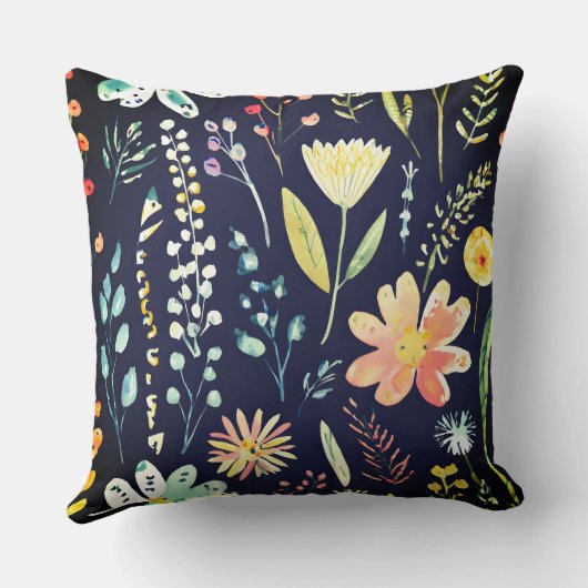 Moody wildflower pattern クッション (裏面)