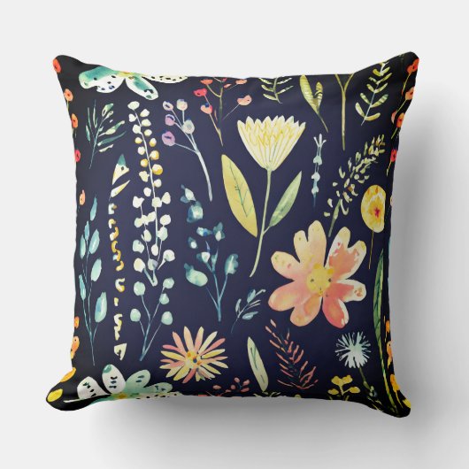Moody wildflower pattern クッション (正面)