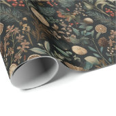 Moody Winter Botanical Pattern Christmas ラッピングペーパー (ロールコーナー)