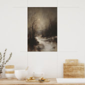 Moody Winter Forest Wall Art, Moonlit Snowy ポスター (キッチン)