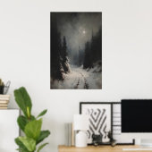 Moody Winter Landscape Printable Snowy Forest Path ポスター (ホームオフィス)