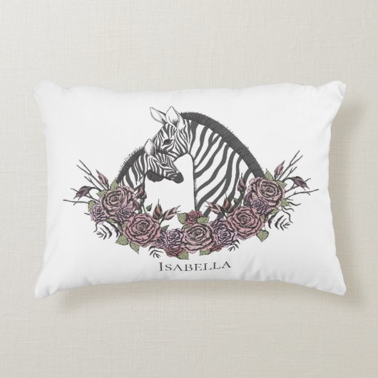 Moody Zebra Safari Hand-Drawn Mauve Accent アクセントクッション (正面)