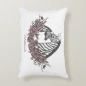 Moody Zebra Safari Hand-Drawn Mauve Accent アクセントクッション (正面(垂直))