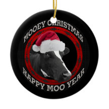 Mooeyのクリスマス幸せなMoo年のサンタの帽子牛